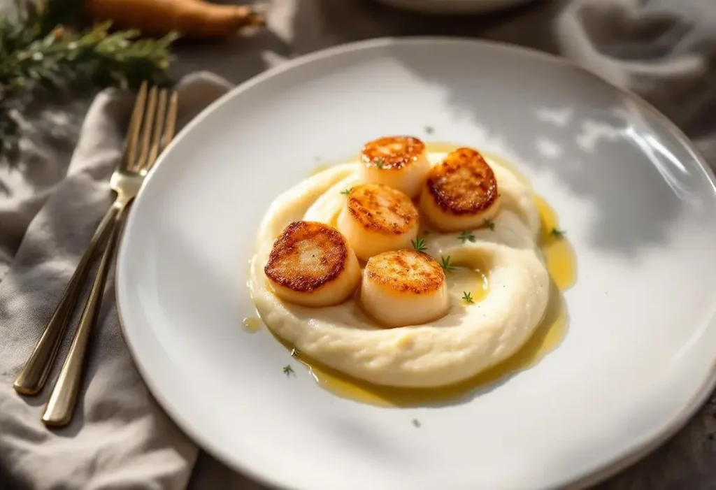 Déposez vos Saint-Jacques sur cette onctueuse purée de légume d'hiver oublié pour un plat simple et vraiment raffiné